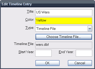 Edit Timeline Entry Window, Type=Timeline File