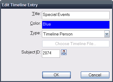 Edit Timeline Entry Window, Type=Timeline Person